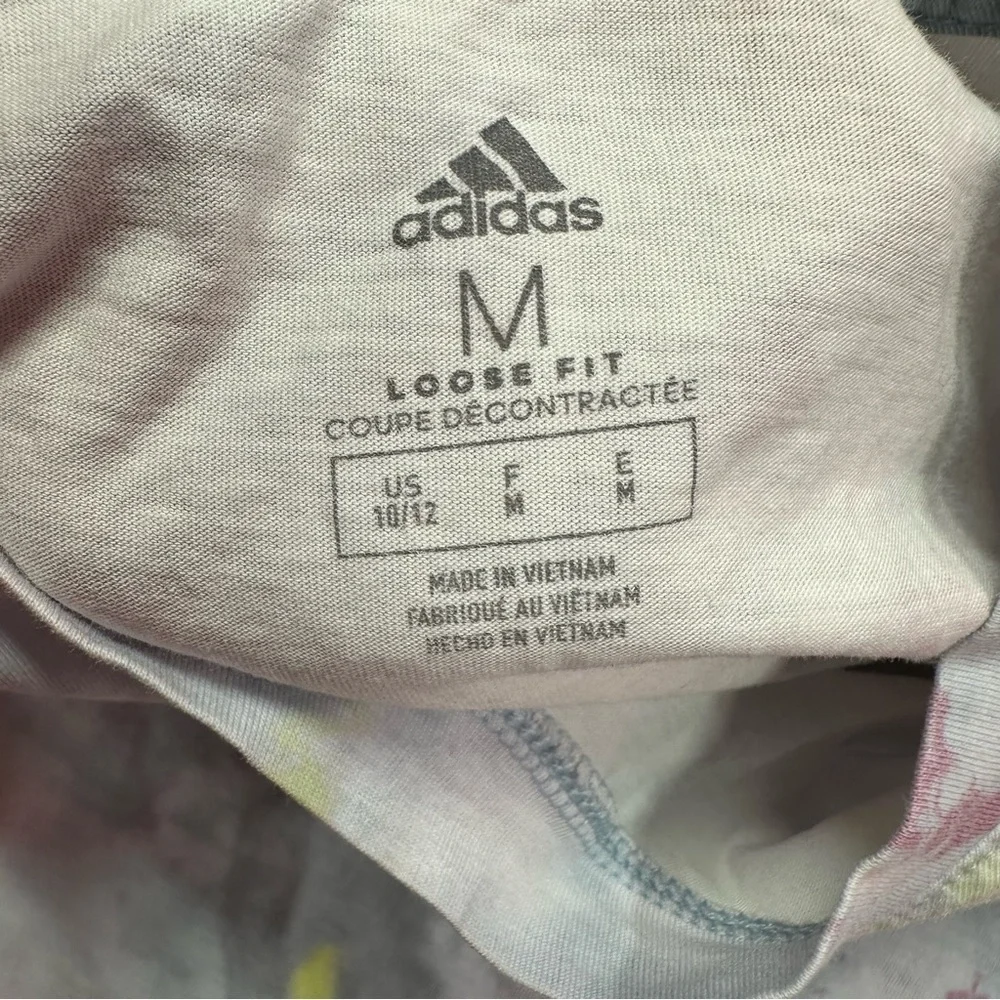 Adidas Kids girls 10/12 M Tie-Dye short sleeve loose box logo T-Shirt activewear